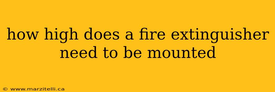 how high does a fire extinguisher need to be mounted