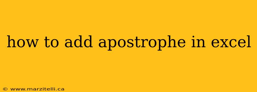 how to add apostrophe in excel