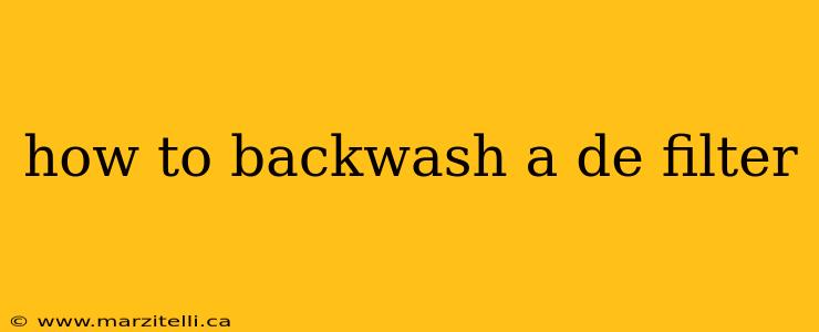 how to backwash a de filter