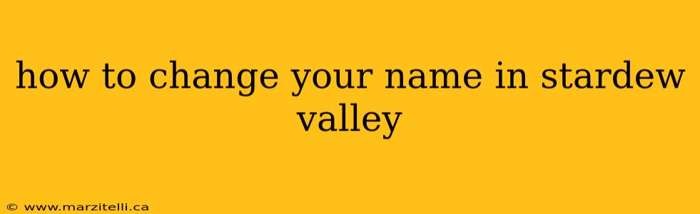 how to change your name in stardew valley