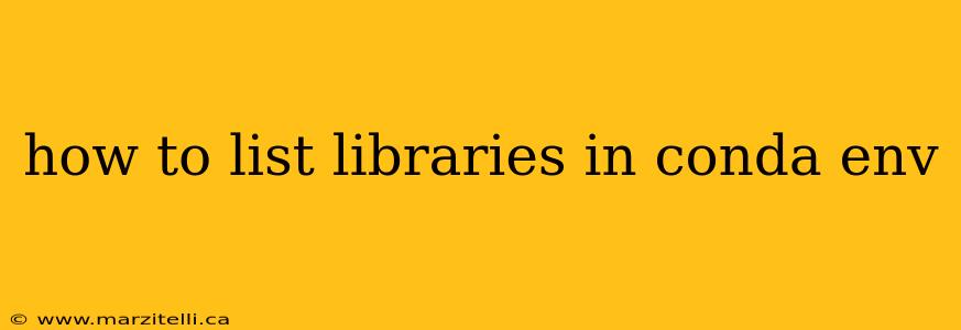 how to list libraries in conda env