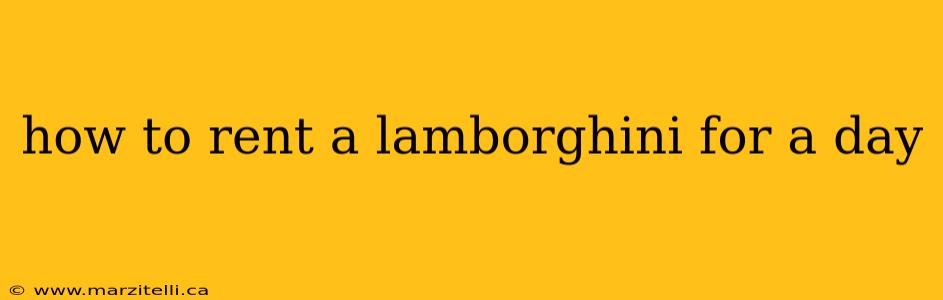 how to rent a lamborghini for a day