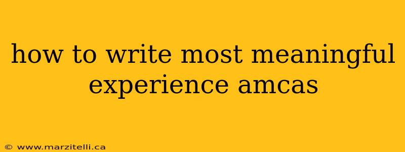 how to write most meaningful experience amcas