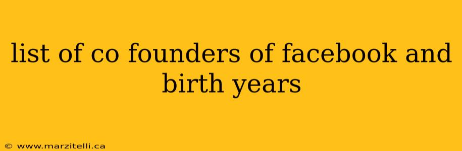 list of co founders of facebook and birth years