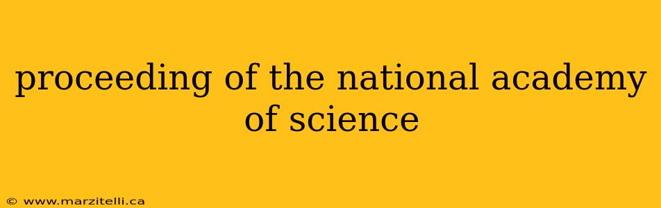 proceeding of the national academy of science