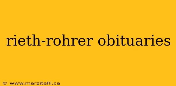 rieth-rohrer obituaries