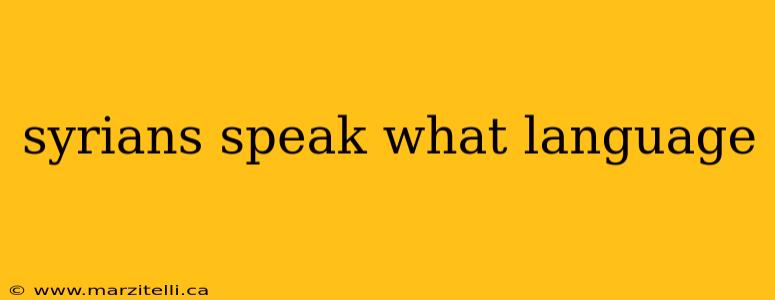 syrians speak what language
