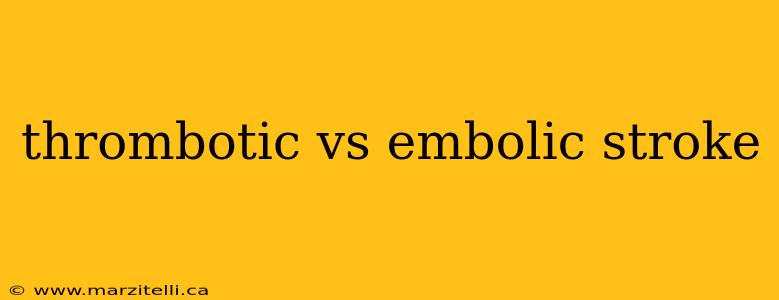 thrombotic vs embolic stroke