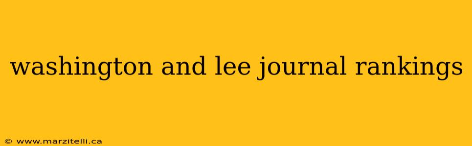 washington and lee journal rankings